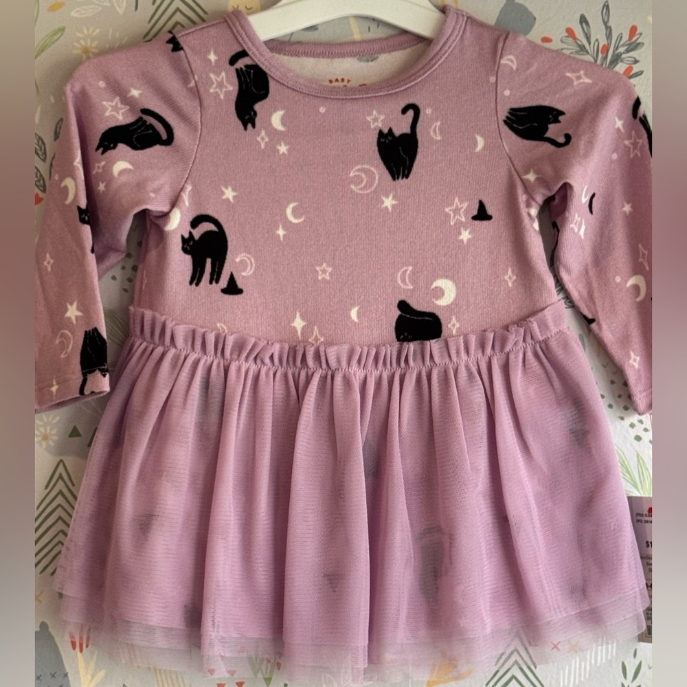 Cat & Jack Black Cat Purple layered tulle skirt dress // 3-6 or 18 mos available